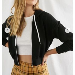 forever21 cropped zip up hoodie